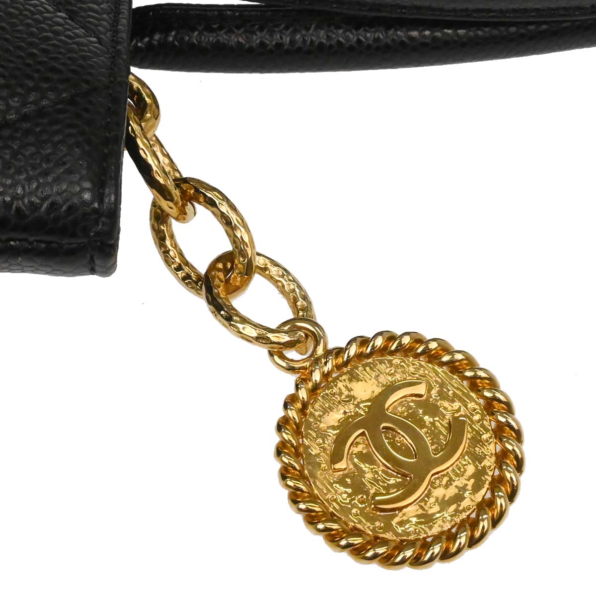 Chanel 2005-2006 Black Caviar Skin Medallion Tote Handbag
