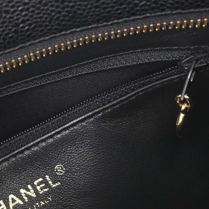 Chanel 2005-2006 Black Caviar Skin Medallion Tote Handbag
