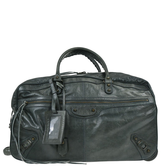 Balenciaga Green Leather Carry-On Luggage 2way Shoulder Handbag