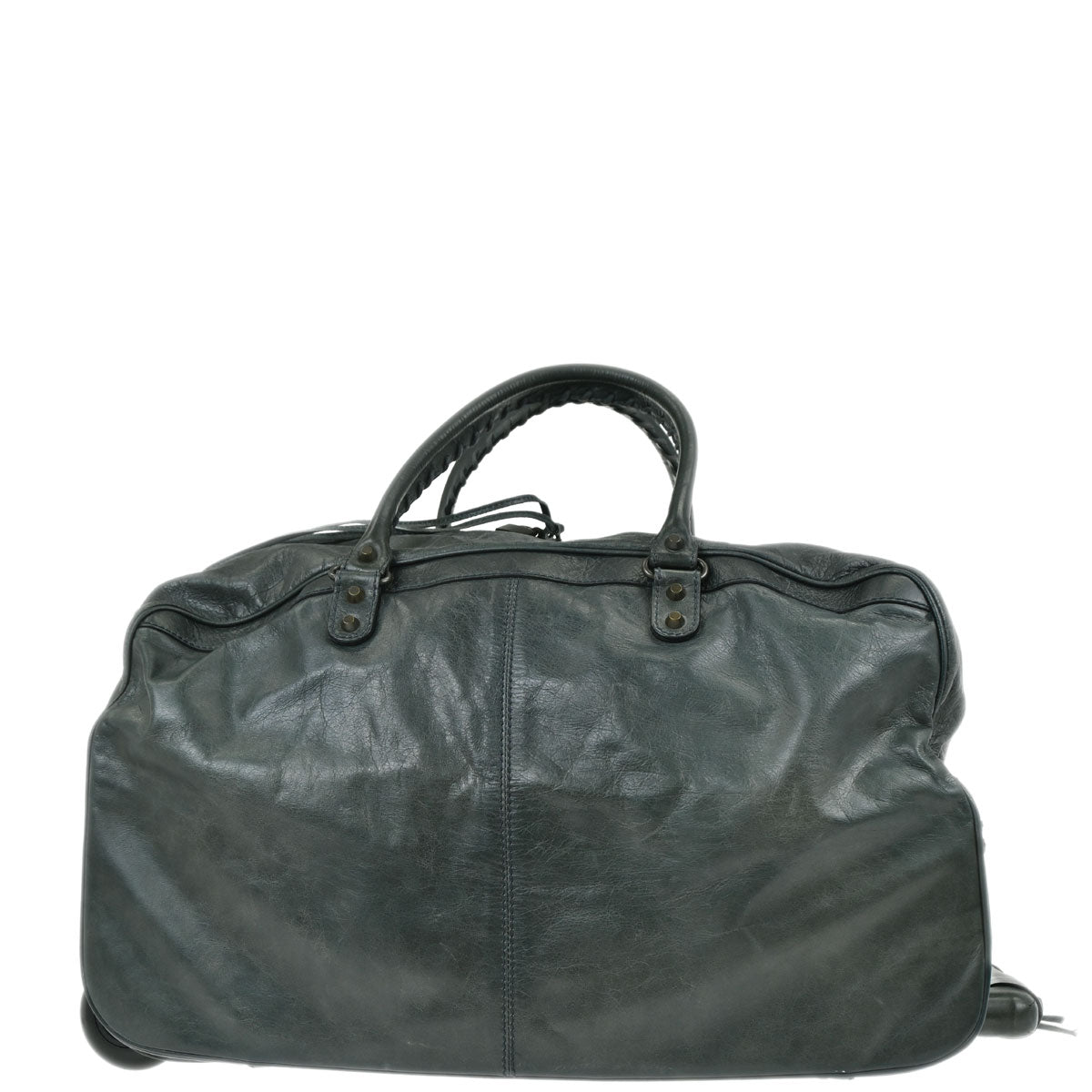 Balenciaga Green Leather Carry-On Luggage 2way Shoulder Handbag