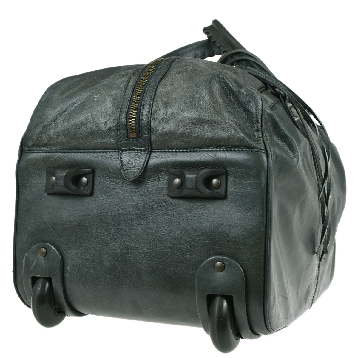 Balenciaga Green Leather Carry-On Luggage 2way Shoulder Handbag