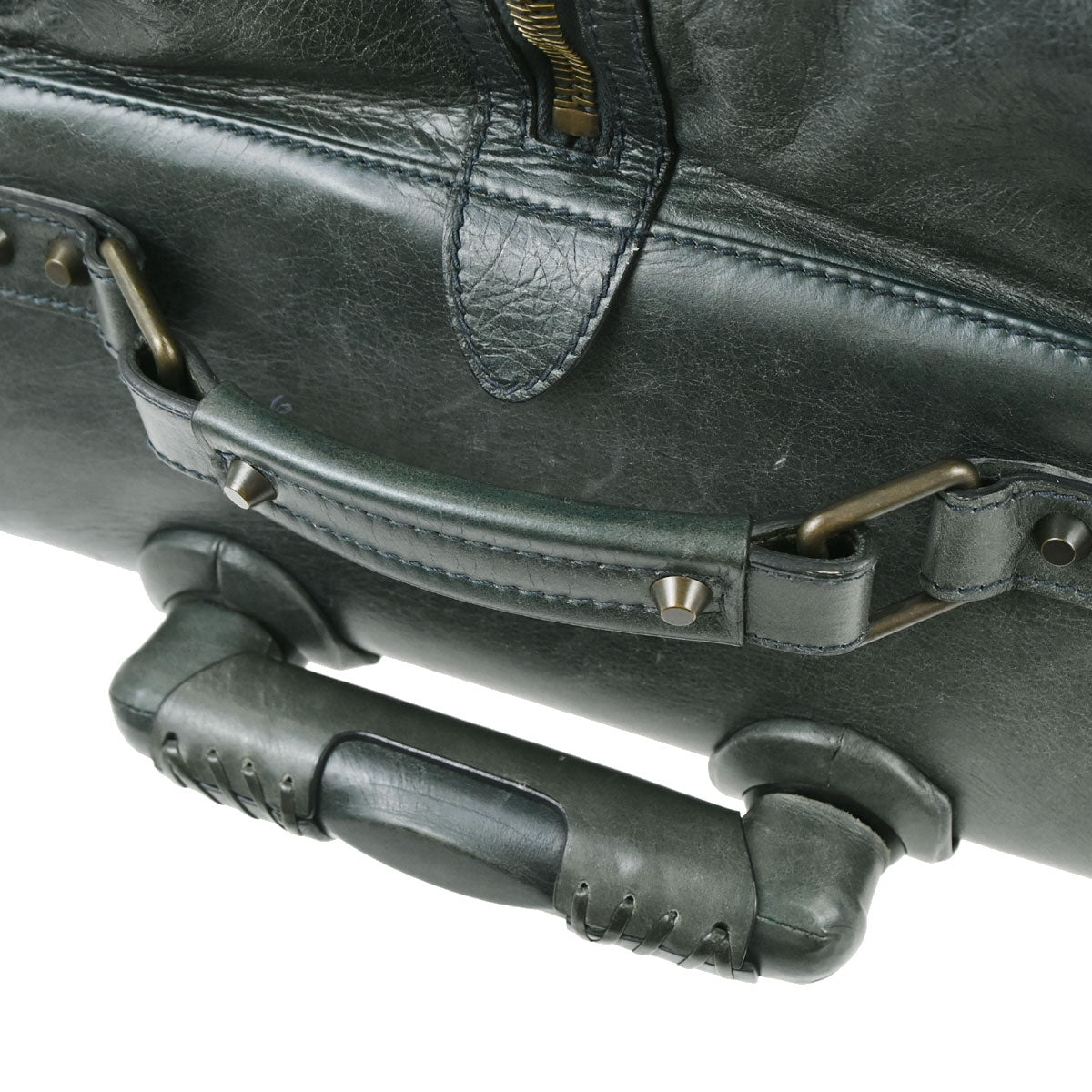 Balenciaga Green Leather Carry-On Luggage 2way Shoulder Handbag