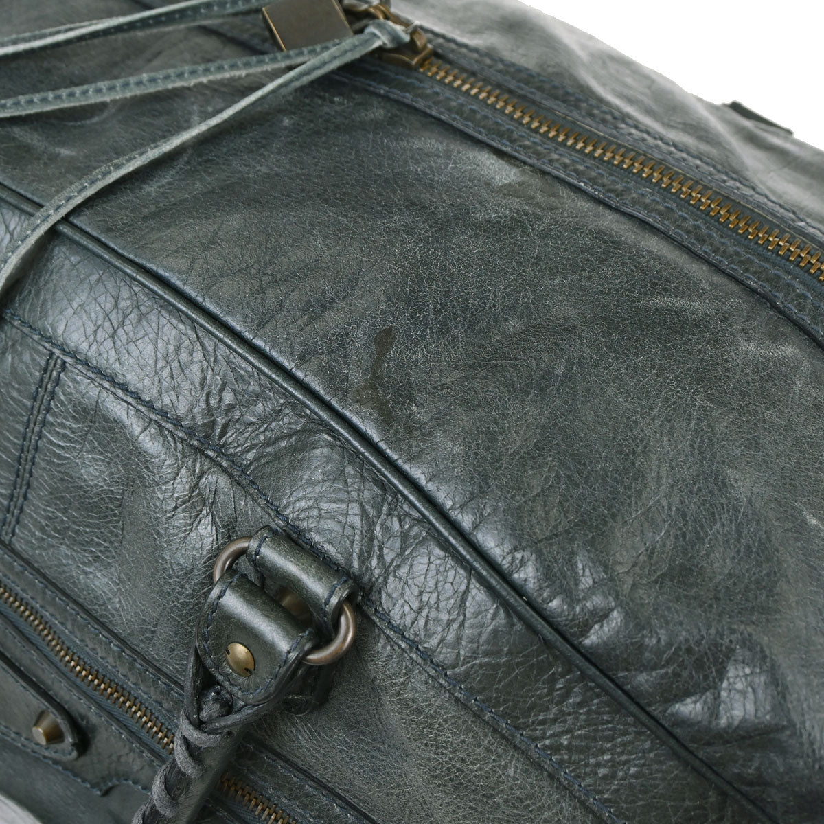 Balenciaga Green Leather Carry-On Luggage 2way Shoulder Handbag