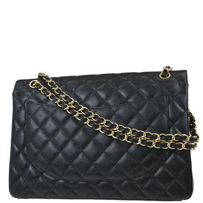 Chanel Black Caviar Skin Maxi Classic Double Flap Shoulder Bag