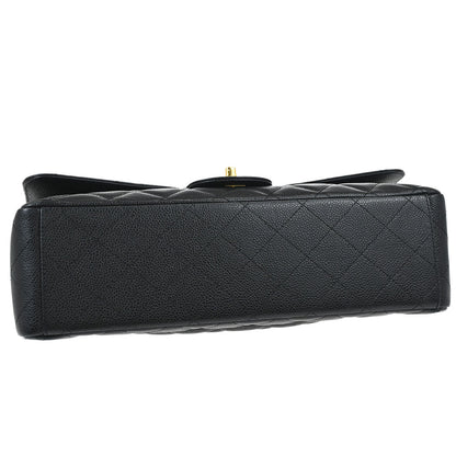 Chanel Black Caviar Skin Maxi Classic Double Flap Shoulder Bag