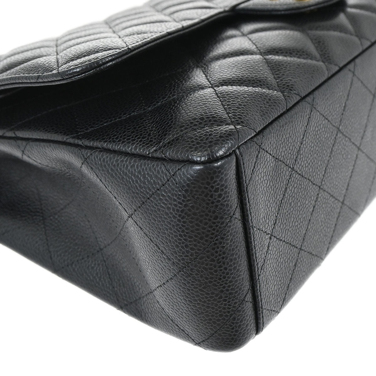 Chanel Black Caviar Skin Maxi Classic Double Flap Shoulder Bag