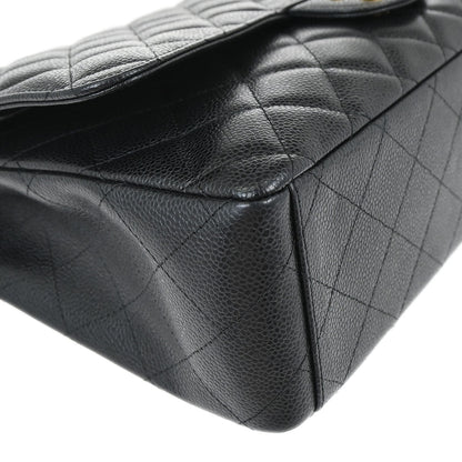 Chanel Black Caviar Skin Maxi Classic Double Flap Shoulder Bag