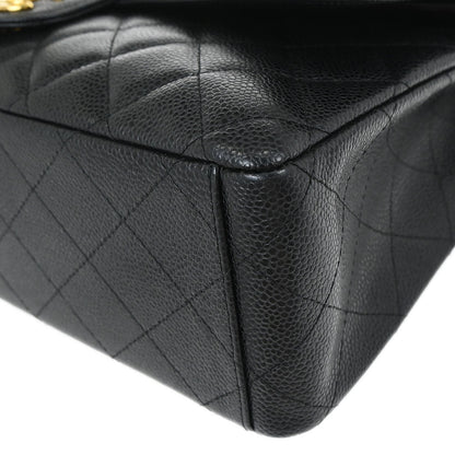 Chanel Black Caviar Skin Maxi Classic Double Flap Shoulder Bag