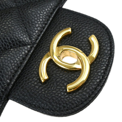 Chanel Black Caviar Skin Maxi Classic Double Flap Shoulder Bag