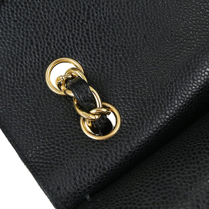 Chanel Black Caviar Skin Maxi Classic Double Flap Shoulder Bag