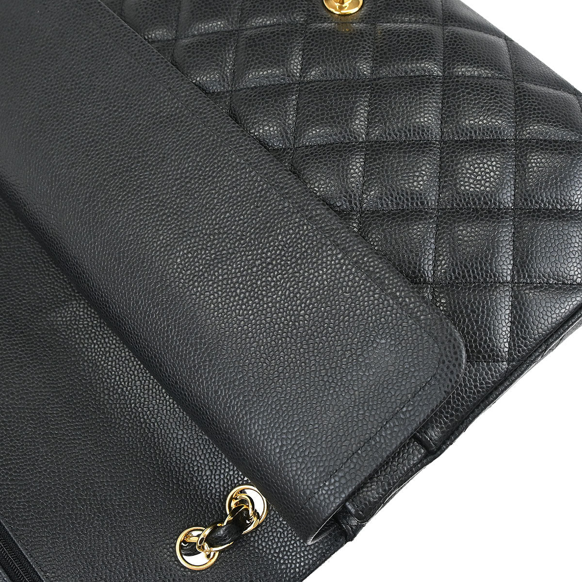 Chanel Black Caviar Skin Maxi Classic Double Flap Shoulder Bag