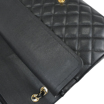 Chanel Black Caviar Skin Maxi Classic Double Flap Shoulder Bag