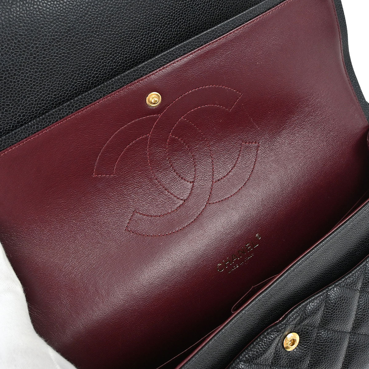 Chanel Black Caviar Skin Maxi Classic Double Flap Shoulder Bag