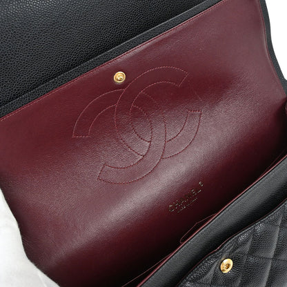 Chanel Black Caviar Skin Maxi Classic Double Flap Shoulder Bag