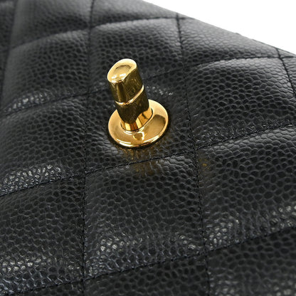Chanel Black Caviar Skin Maxi Classic Double Flap Shoulder Bag
