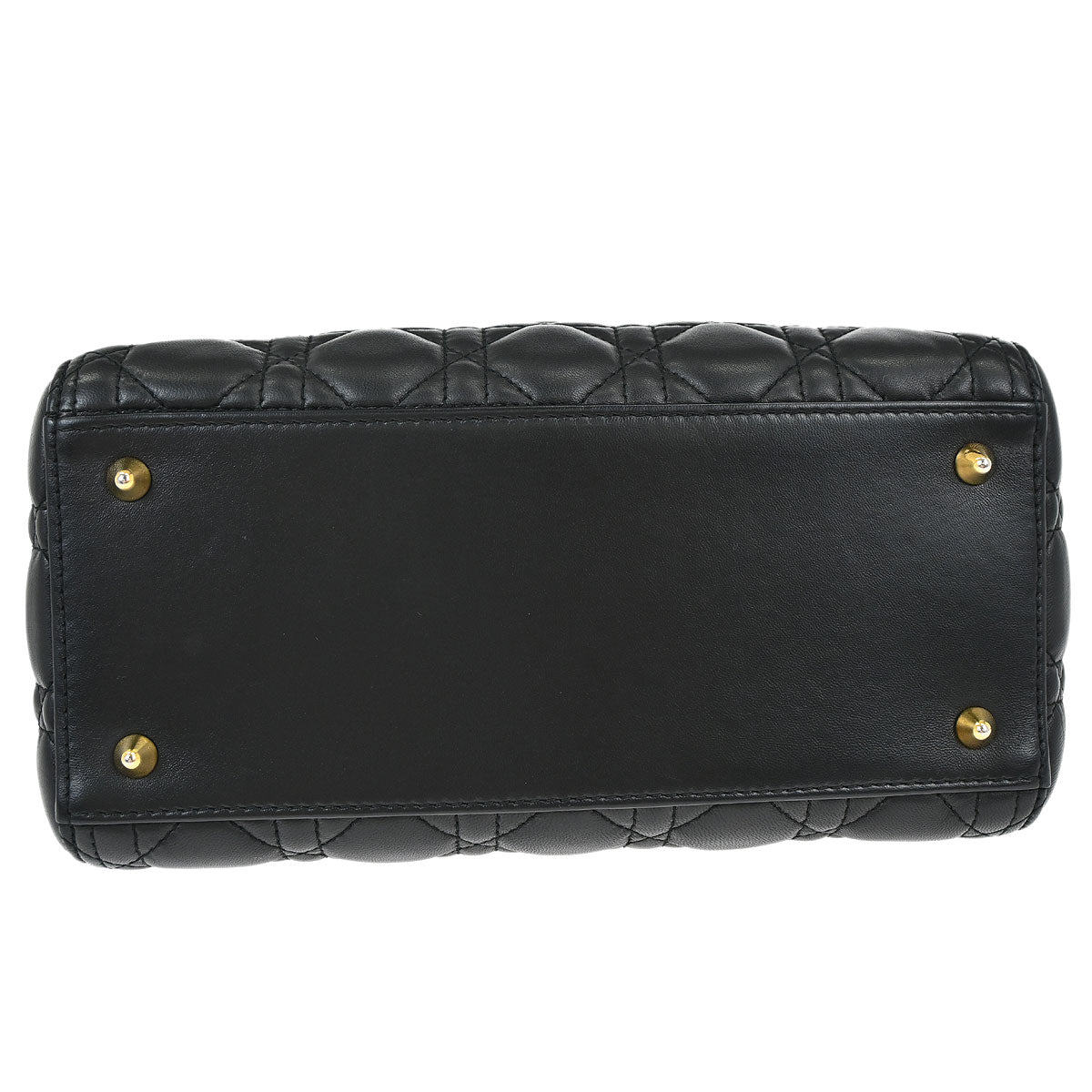Christian Dior Black Lambskin Medium Lady Dior Cannage 2way Shoulder Handbag