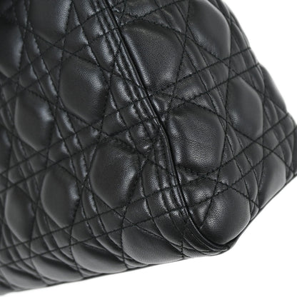 Christian Dior Black Lambskin Medium Lady Dior Cannage 2way Shoulder Handbag
