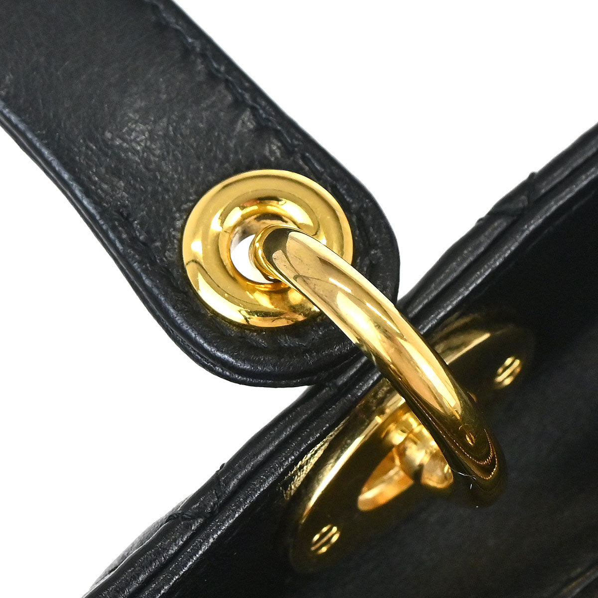 Christian Dior Black Lambskin Medium Lady Dior Cannage 2way Shoulder Handbag
