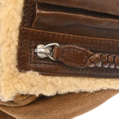 Christian Dior Brown Mouton Flight Handbag