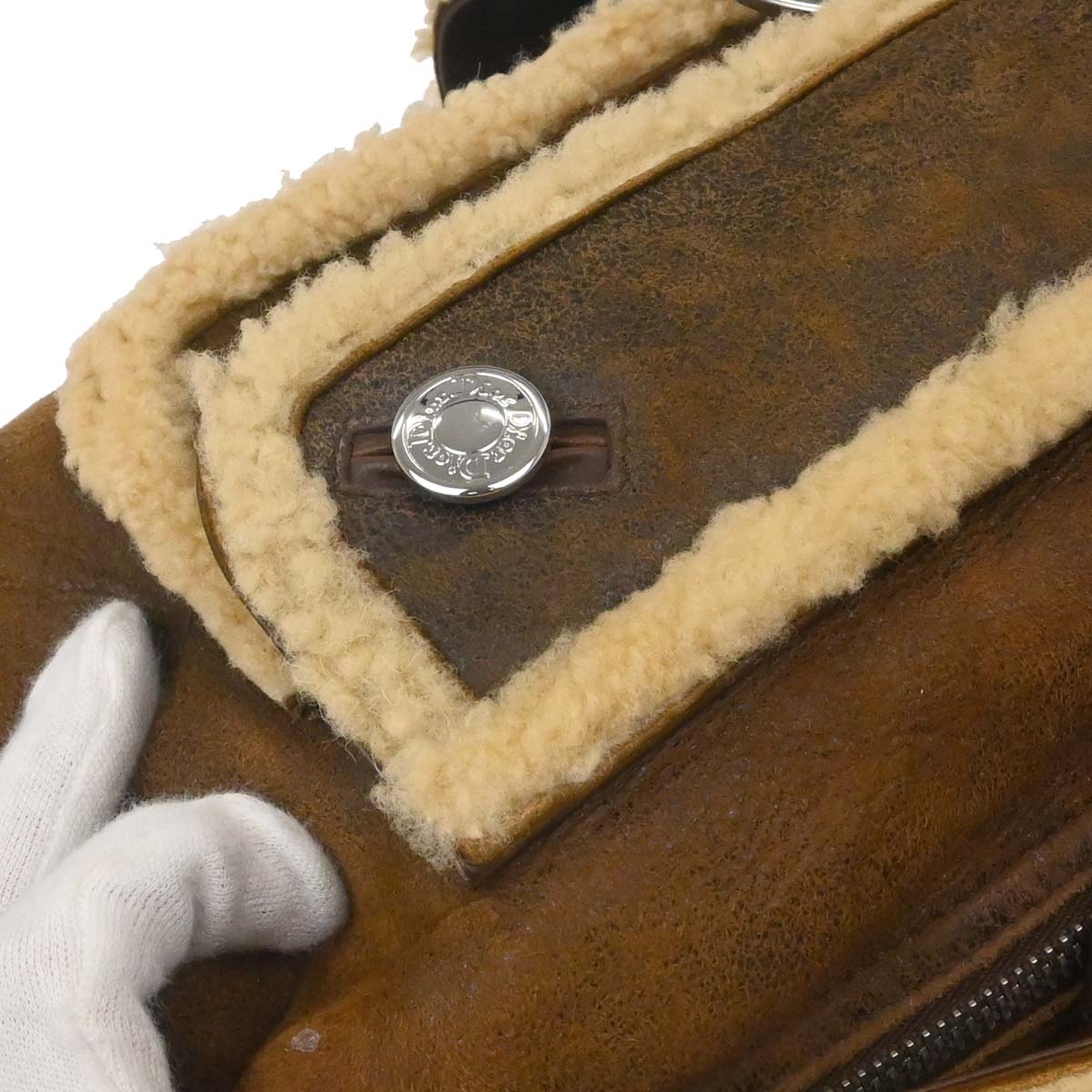 Christian Dior Brown Mouton Flight Handbag