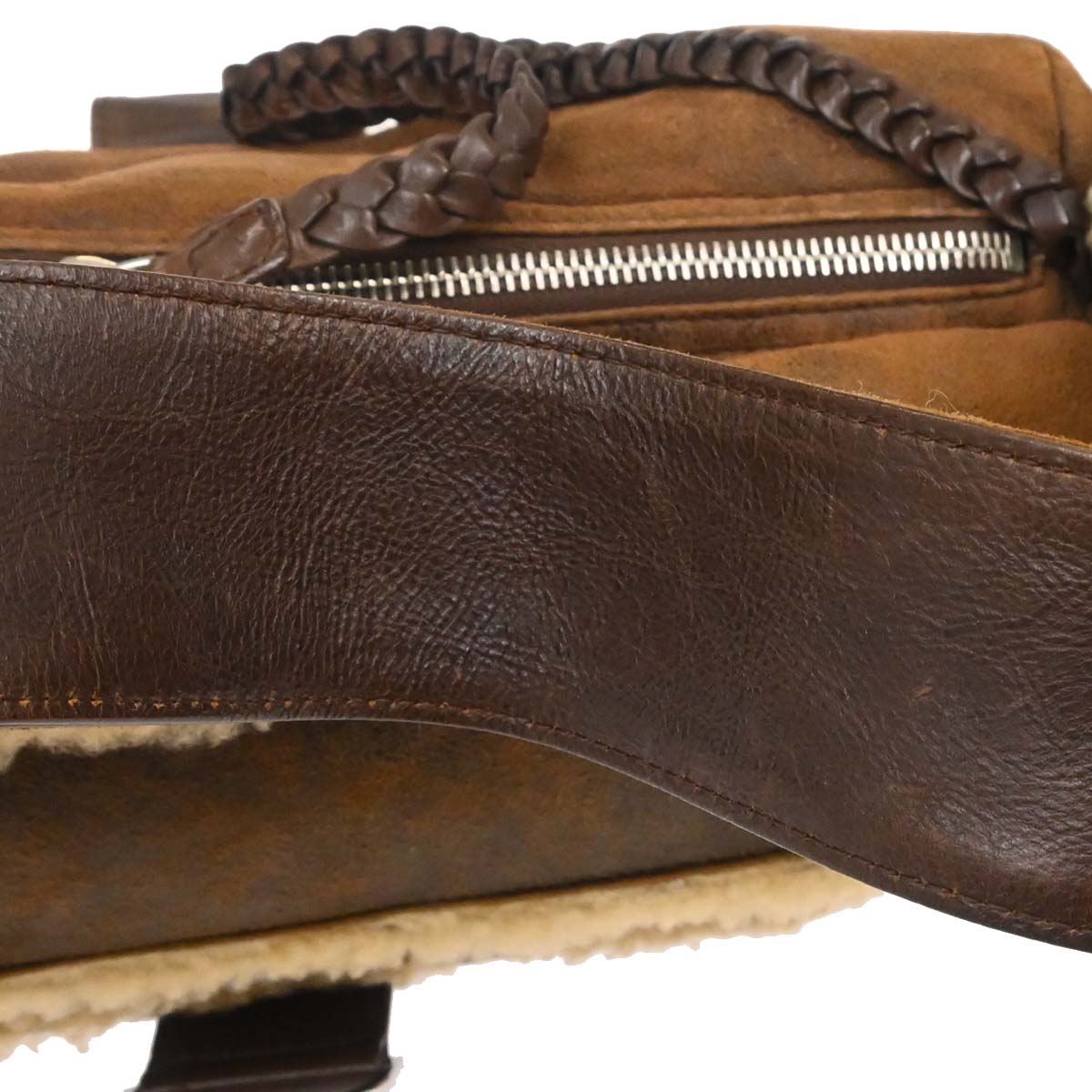 Christian Dior Brown Mouton Flight Handbag