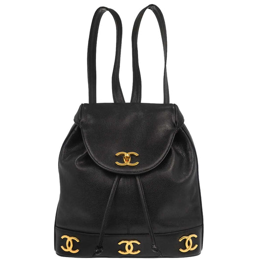 Chanel Black Caviar Skin Triple CC Backpack