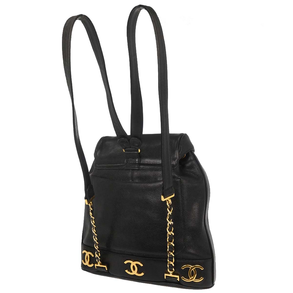 Chanel Black Caviar Skin Triple CC Backpack