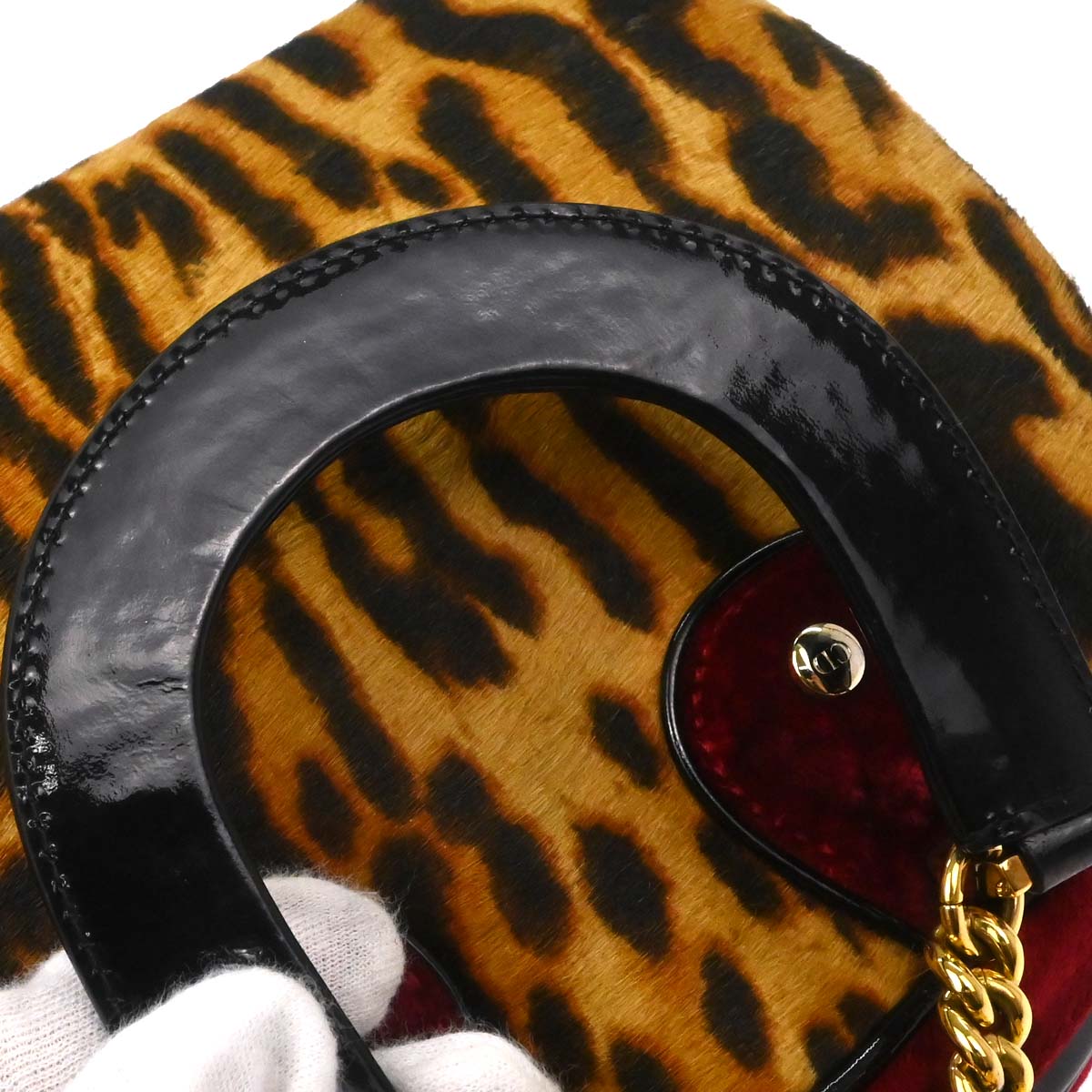 Christian Dior Brown Pony Hair Gambler Dice Handbag