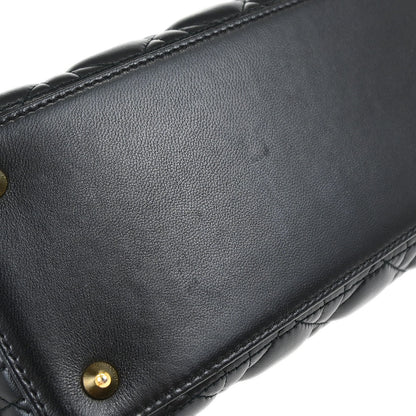 Christian Dior Black Lambskin Medium Lady Dior Cannage 2way Shoulder Handbag