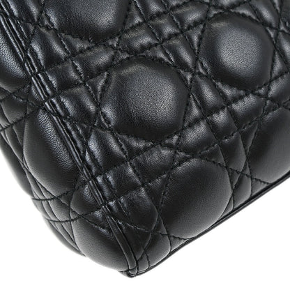 Christian Dior Black Lambskin Medium Lady Dior Cannage 2way Shoulder Handbag