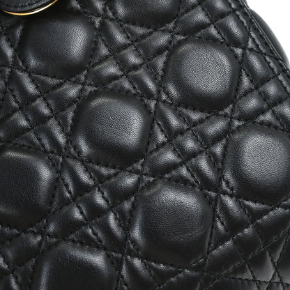 Christian Dior Black Lambskin Medium Lady Dior Cannage 2way Shoulder Handbag