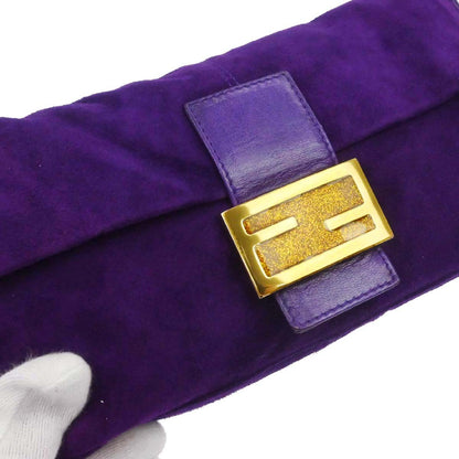 Fendi Purple Suede Baguette Handbag