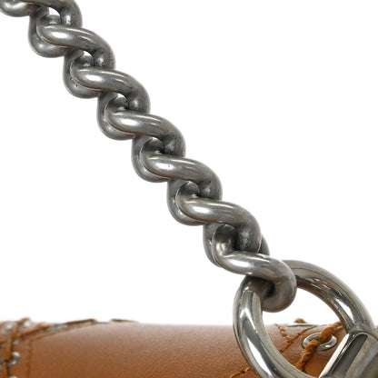 Chanel 2018 Brown Calfskin Coco Eyelets Round Flap Shoulder Bag