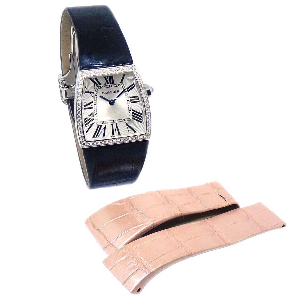 Cartier * La Dona LM Ref.2895 Quartz Watch 18KWG Diamond Crocodile