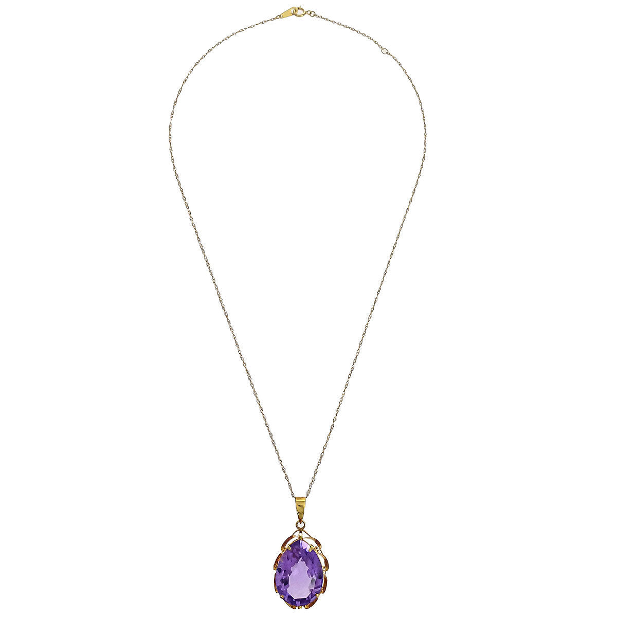 Pendant Necklace 18K Amethyst Gold Jewelry