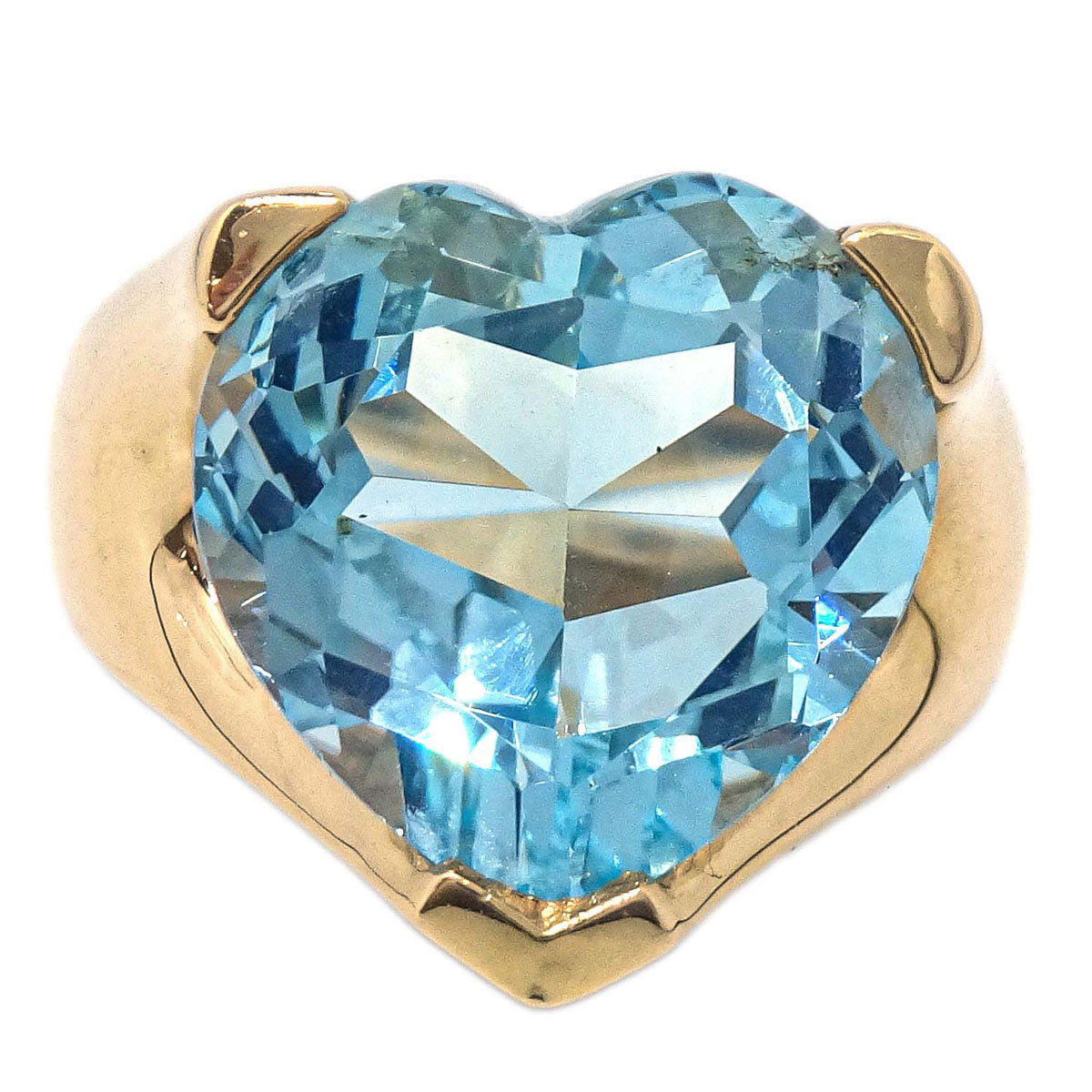 Ring Heart 18K Gold Blue Topaz #53 Jewelry