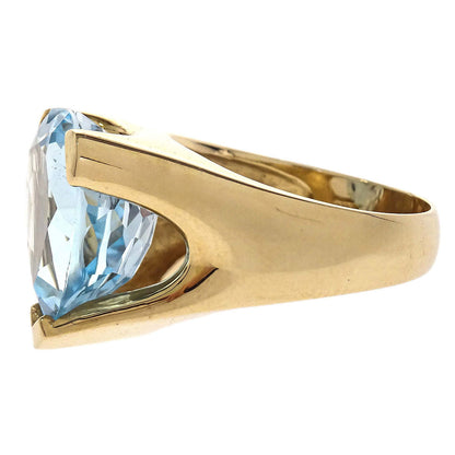 Ring Heart 18K Gold Blue Topaz #53 Jewelry