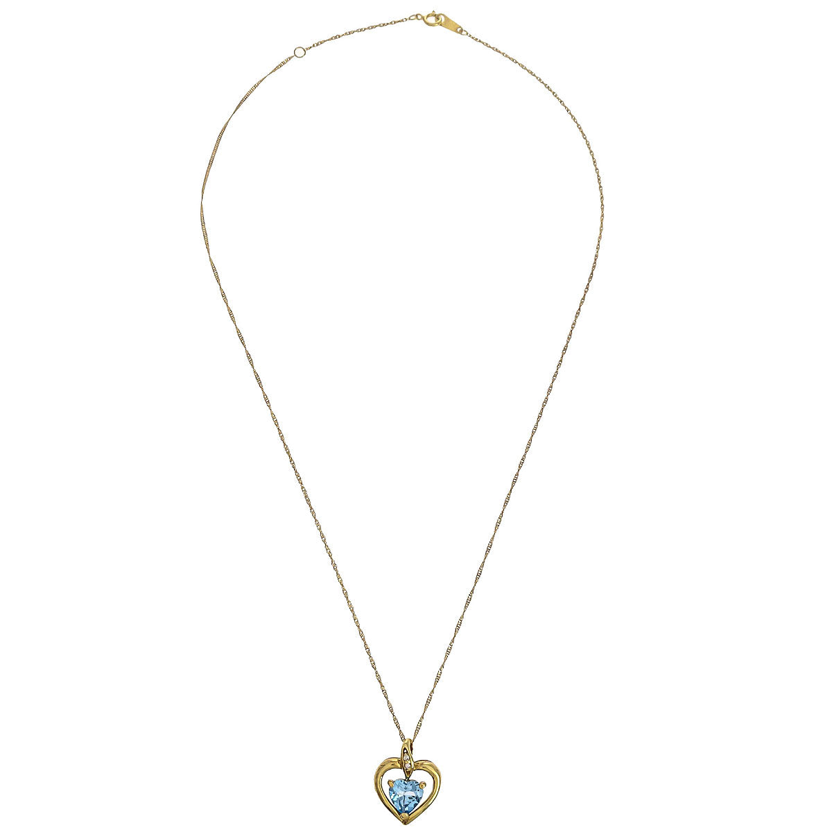 Pendant Necklace 18K Blue Topaz Diamond Gold Jewelry