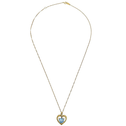 Pendant Necklace 18K Blue Topaz Diamond Gold Jewelry