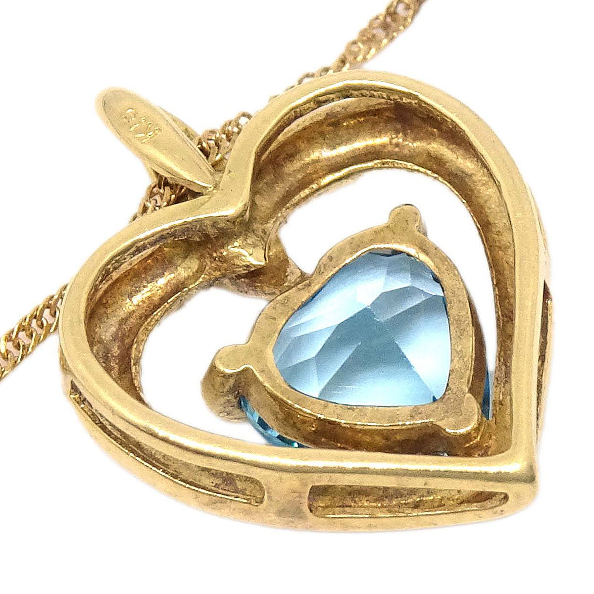 Pendant Necklace 18K Blue Topaz Diamond Gold Jewelry