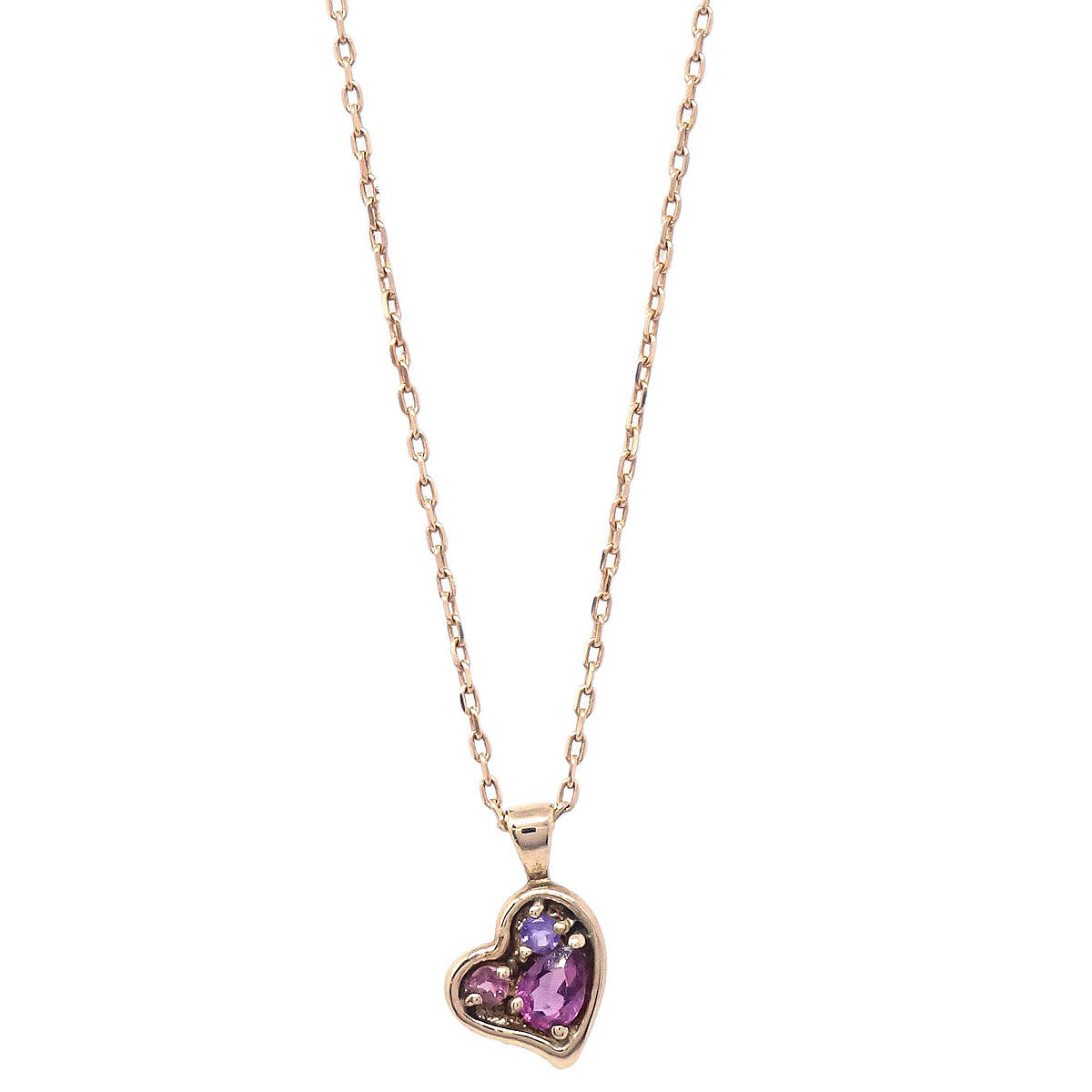 Pendant Heart Necklace 18K Amethyst Gold Jewelry
