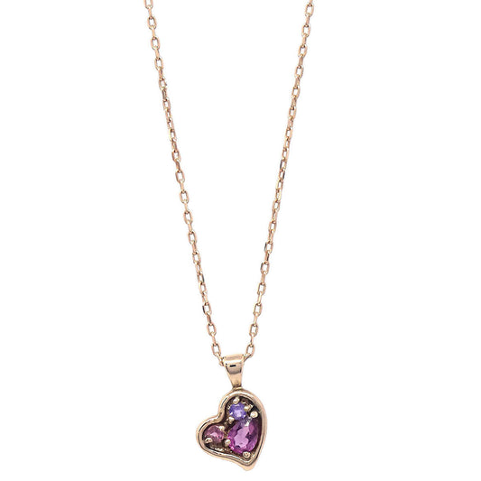 Pendant Heart Necklace 18K Amethyst Gold Jewelry