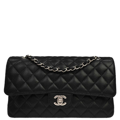Chanel 2019 Black Caviar Medium Classic Double Flap Shoulder Bag