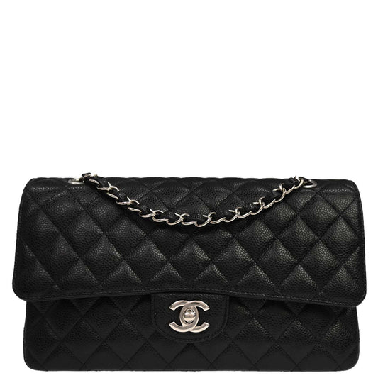 Chanel 2019 Black Caviar Medium Classic Double Flap Shoulder Bag
