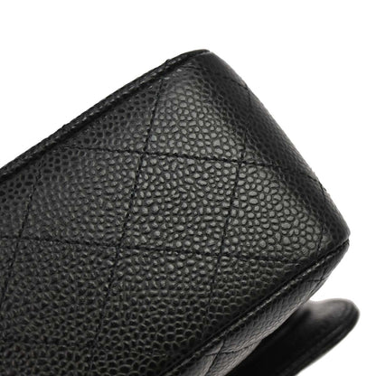 Chanel 2019 Black Caviar Medium Classic Double Flap Shoulder Bag