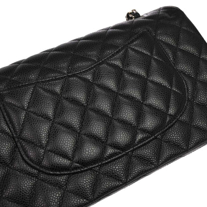Chanel 2019 Black Caviar Medium Classic Double Flap Shoulder Bag