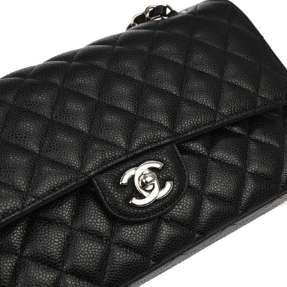 Chanel 2019 Black Caviar Medium Classic Double Flap Shoulder Bag