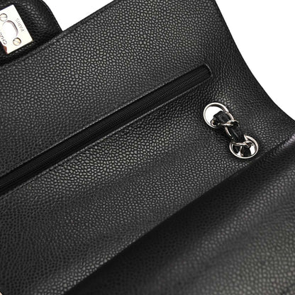 Chanel 2019 Black Caviar Medium Classic Double Flap Shoulder Bag