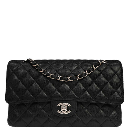Chanel 2019 Black Caviar Medium Classic Double Flap Shoulder Bag