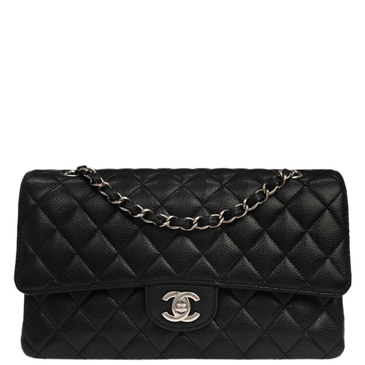Chanel 2019 Black Caviar Medium Classic Double Flap Shoulder Bag